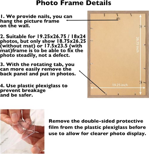 JCJMY Puzzles Frame - Display 18x24 with Mat or 19.25x26.75 Without | Rustic Brown Wall Hanging