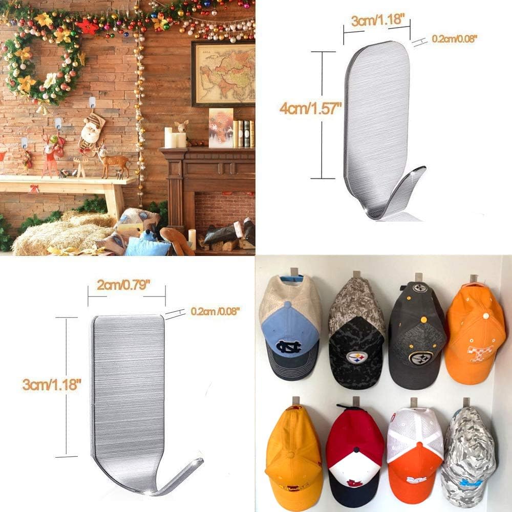 Adhesive Hooks | Strong Waterproof Stainless Steel Wall Hangers for Bathroom & Kitchen - 16 Pack