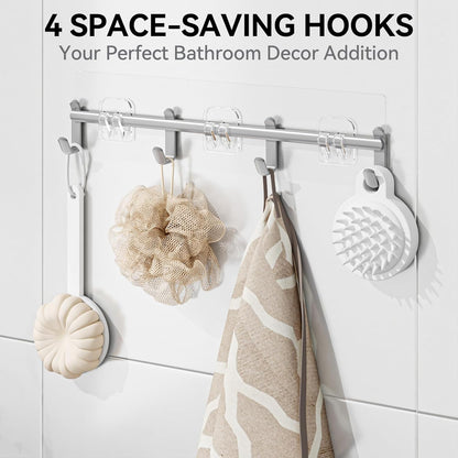 YASONIC Shower Caddy - 6 Pack Large Capacity Organizer with Soap Holder & 12 Hooks | Rustproof Grey Shelves
