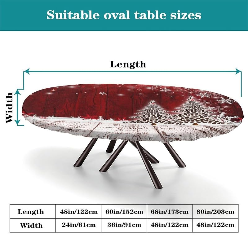 Personalized Oval Tablecloth 36x60 with Photo – Custom Fitted 60"x36" Table Cover (Christmas Tree + 60x36)