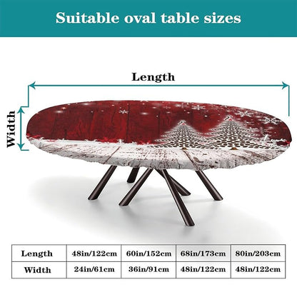 Personalized Oval Tablecloth 36x60 with Photo – Custom Fitted 60"x36" Table Cover (Christmas Tree + 60x36)