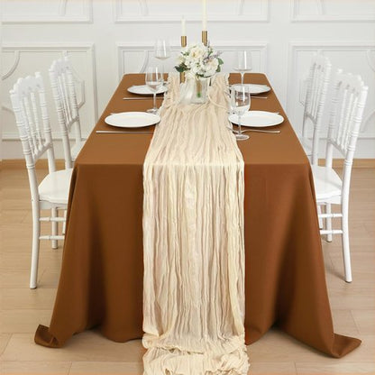 Fixwal Cream Beige Cheesecloth Table Runner - 35x120 Inch | 3 Pack Semi-Transparent Boho Decor for Weddings & Parties