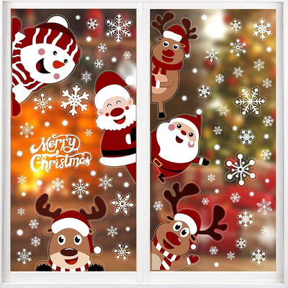 Christmas Window Clings 107Pcs Santa Snowflake Reindeer Decals for Home & Window Decoration
