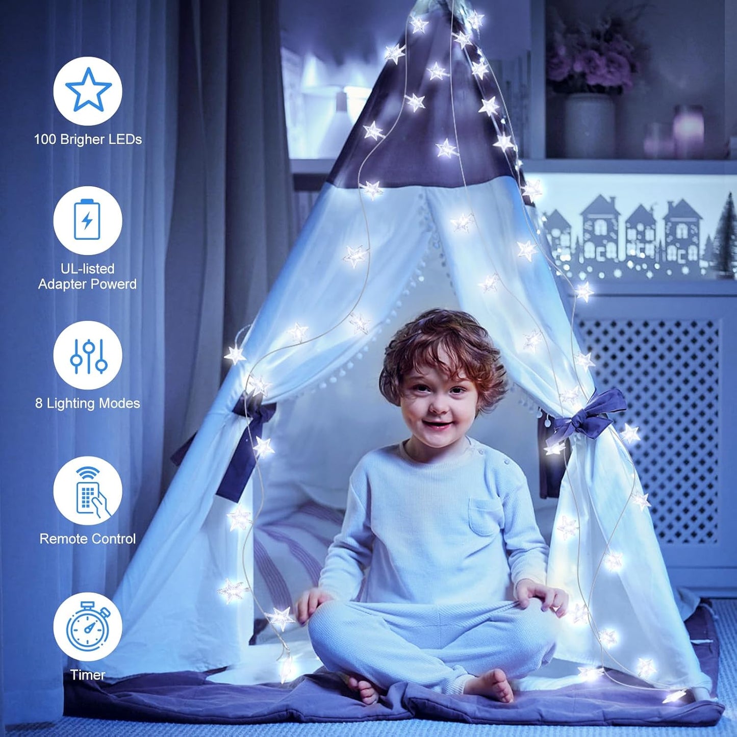 Star String Lights - 33 Ft 100 LED Waterproof Fairy Lights with Remote & Timer | Perfect for Bedroom, Patio & Parties