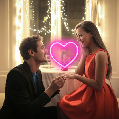Skiennix Pink Heart Neon Sign - USB & Battery Operated LED Lights for Valentine's Day Decor | Perfect Gift for Wife & Girls’ Room