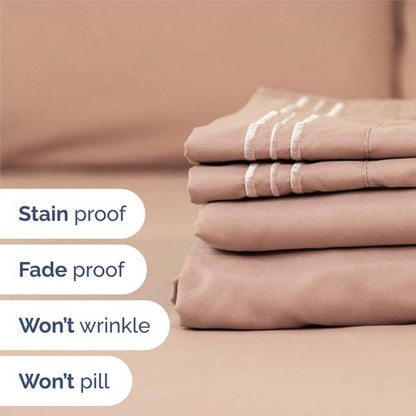 King Size 4-Piece Sheet Set - Ultra-Soft Cooling Bed Sheets for Luxurious Comfort - Deep Pockets, Wrinkle-Free - Oeko-Tex Certified - Mauve