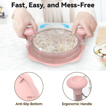Ukeetap 10" Pro Chicken Shredder Tool - BPA-Free Ergonomic Meat Grinder with Anti-Slip Base, Pink