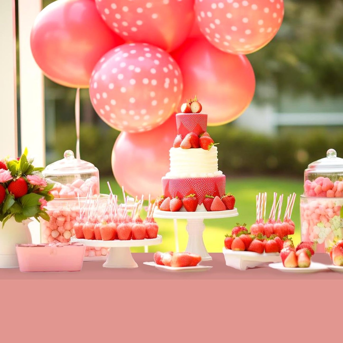 Whaline 16Pcs Pink Plastic Tablecloth Set - Waterproof Rectangle Covers for Parties | 54 x 108 Inch