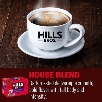 Hills Bros. House Blend Keurig K-Cup Pods for Keurig Brewers – Dark Roast Premium Arabica Blend, Kosher – 1 Pack of 12 Single Serve Pods
