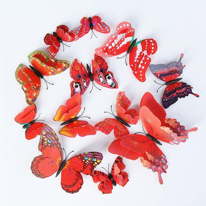 OPSEAM Butterfly Wall Decor 24/48 PCS, 3D Butterflies Stickers for Party Decorations with Magnets (Red, 24)