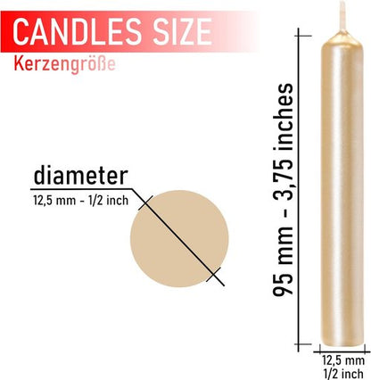 BRUBAKER Mini Taper Candles - 20 Pcs Pale Gold Unscented 3¾ x ½ Inches for Rituals, Weddings & Decor