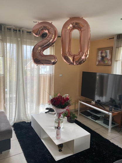 Rose Gold Number Balloon - 40 Inch 24th Birthday Decorations for Women & Men | Perfect for Weddings & Anniversaries