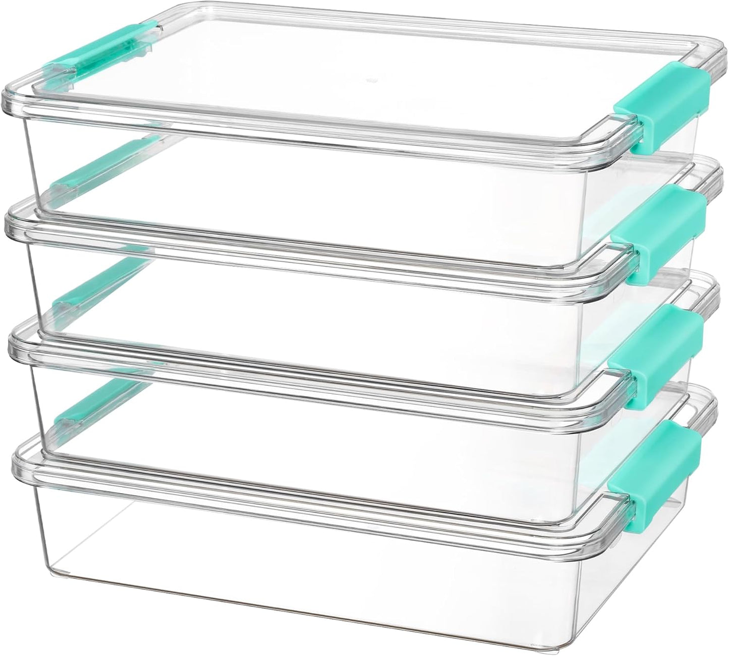 Vtopmart 6 Qt Clear Plastic Storage Bins - Stackable Organizers with Lids for Home, Office & Crafts | 4 Pack