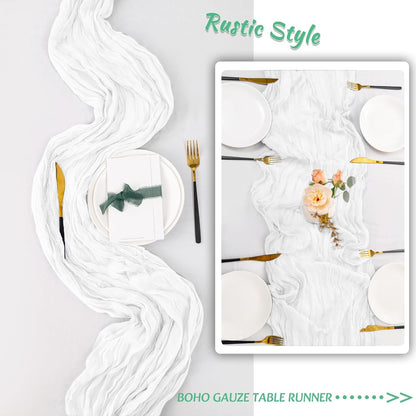 Skiennix 12-Pack White Spring Easter Table Runners - 10FT Boho Gauze Cheesecloth | 21 x 120 Inch for Weddings & Parties