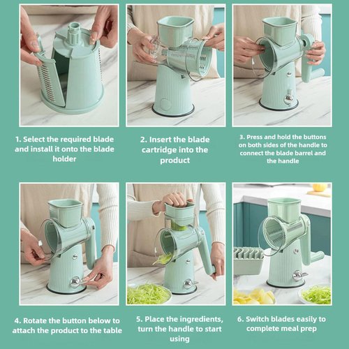 2025 Preservea 5 in 1 Rotary Grater, 5 in 1 Rotary Cheese Grater Vegetable Slicer, Preserves Food Chopper, Easy To Clean Kitchen Gadgets With Storage Box