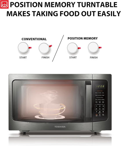 TOSHIBA Countertop Microwave Oven - Smart Sensor, 1200W, 1.6 Cu.ft, Black Stainless Steel