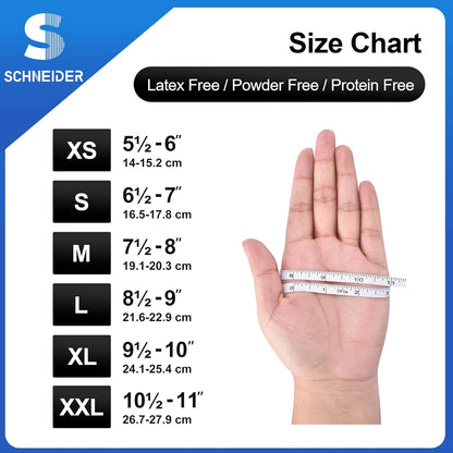 Schneider Nitrile Exam Gloves - 4 Mil Black Disposable, Latex-Free & Powder-Free | Food Safe for Cooking & Prep
