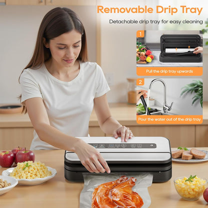 Skiennix Vacuum Sealer Machine - 90Kpa Food Preservation with Dry/Moist Modes & Built-in Cutter