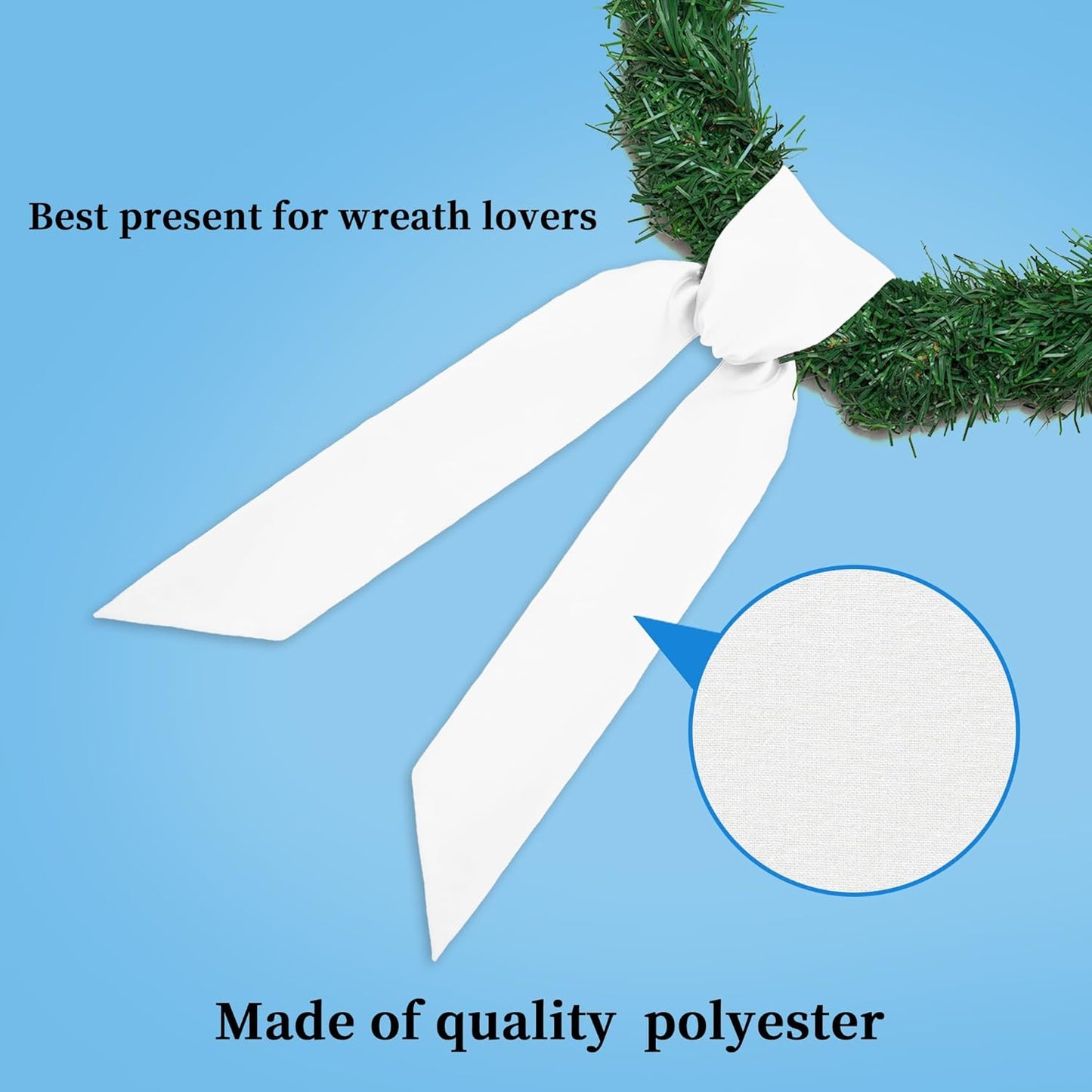 RunNico White Wreath Sash - 2 Pack, 3.3" W x 52.8" L | Perfect for Easter, Weddings, and Holiday Decor