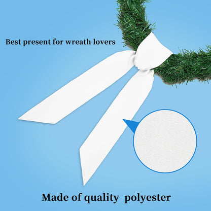 RunNico White Wreath Sash - 2 Pack, 3.3" W x 52.8" L | Perfect for Easter, Weddings, and Holiday Decor