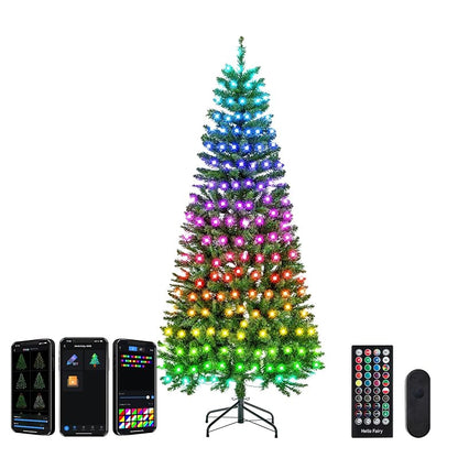FANCILLUMA 6 ft Prelit Christmas Tree with 250 LED RGB Lights, App Remote Control, Green PVC Branches