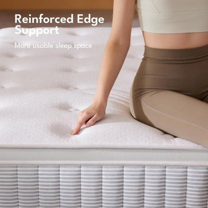 CIOUDWAY Queen Mattress, 14 Inch Hybrid Memory Foam, Reinforced Edge Support, Zoned Coils, Pressure Relief, No Motion Transfer (14 Inch, Queen)