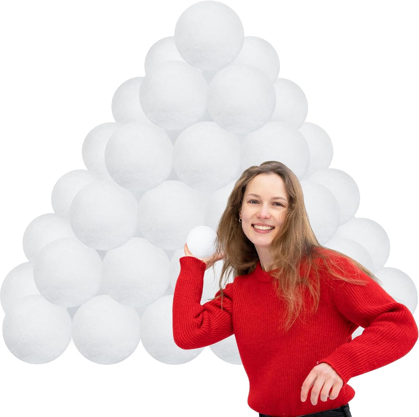 Skiennix Fake Snowballs - 60 Pack 3-Inch Indoor Snowball Fight Set for Winter Fun & Decorations