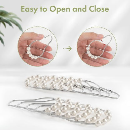 Amazer White Shower Curtain Hooks, Shower Curtain Hooks, Decorative Stainless Steel Shower Curtain Hooks for Bathroom, 12 PCS Shower Hooks for Curtain, Decorative Shower Hooks for Shower Curtain