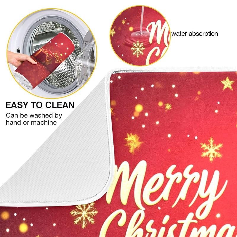Christmas Dish Drying Mat 18x24in - Quick-Absorb Dish Rack Pad for Kitchen (Variation: Christmas #9+18x24in)