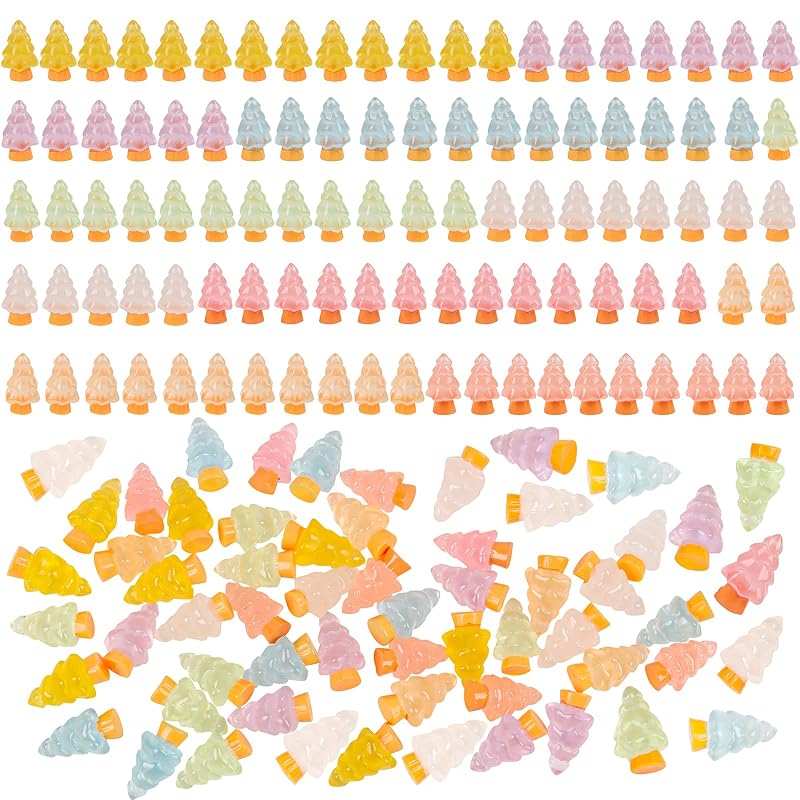 Mini Luminous Christmas Tree Figurines - 104pcs Resin Glow in the Dark Table & Cake Decor
