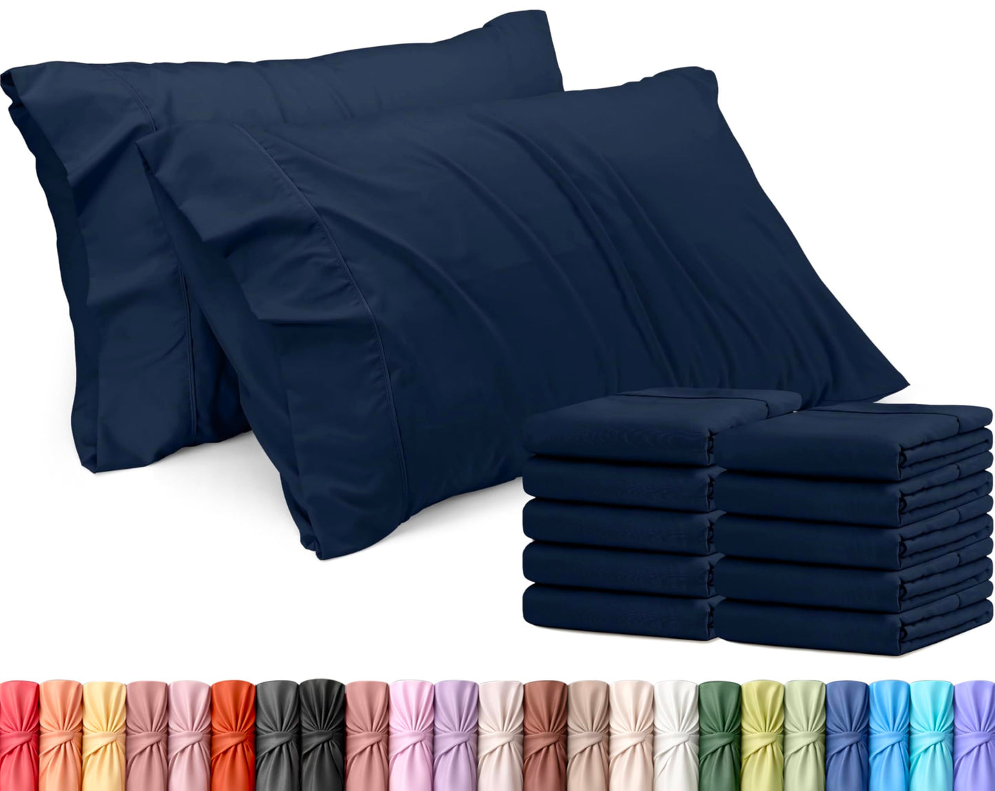 Utopia Bedding Standard Pillow Cases - 12 Pack - Envelope Closure - Soft Brushed Microfiber Fabric - Shrinkage and Fade Resistant Pillow Covers Standard Size 20 X 26 Inches (Standard, Navy)