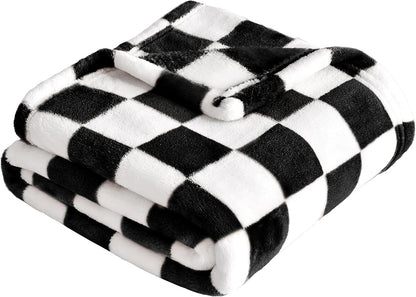 Yurhap Checkered Baby Blanket - Ultra Soft Fleece for Boys & Girls | Cozy 30''x40'' Crib & Stroller Blanket in Black