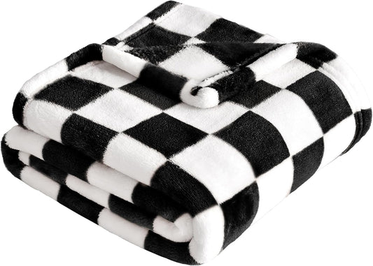Yurhap Checkered Baby Blanket - Ultra Soft Fleece for Boys & Girls | Cozy 30''x40'' Crib & Stroller Blanket in Black