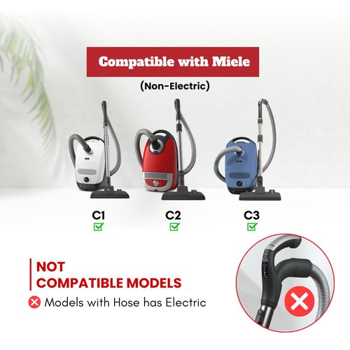 1-3/8'' Stainless Steel Vacuum Extension Wand Compatible with Miele C1 C2 C3 & Vacuums using 1 3/8 Inch Accessories & Attachments - 35mm Vacuum Extension Tube Replacement, Extends Up to 41.7" Long