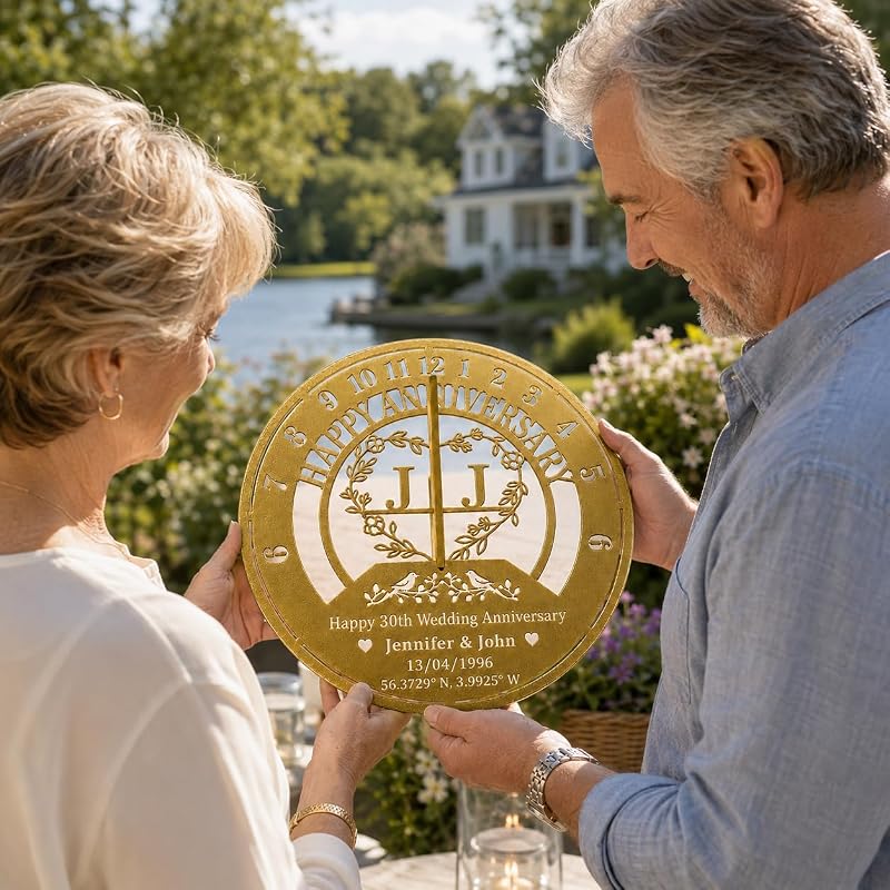 Personalized Metal Sundial - Custom Anniversary Garden Gift for Couples (Color 1)