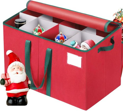 EverMerry Nutcracker Storage Box - Large Organizer for 8 Holiday Figurines | Red, 15 Inches