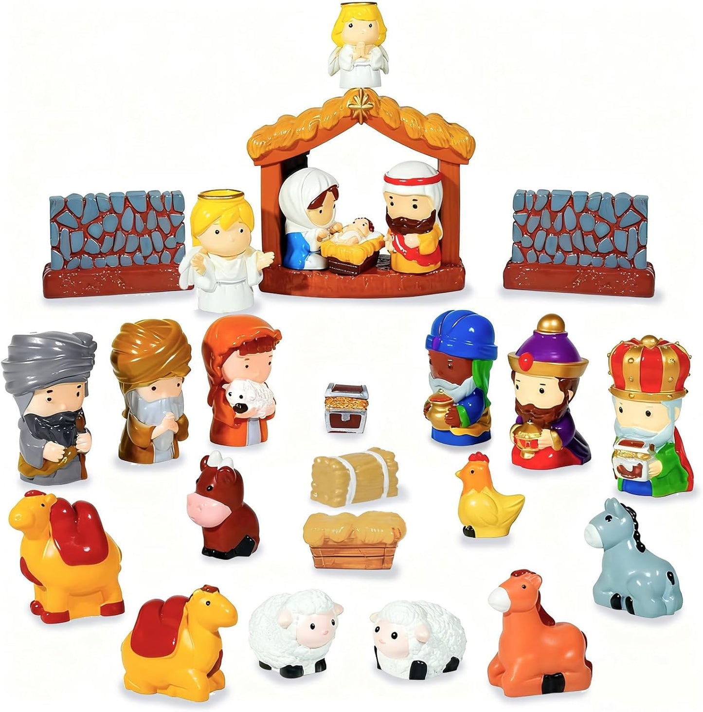 Regine Switzerland Christmas Nativity Set - 24 Hand-Painted Resin Figurines for Festive Tabletop Decor