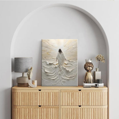 Regine Switzerland Abstract Jesus Walking on Water Canvas Wall Art - Modern Christian Decor 12x16in
