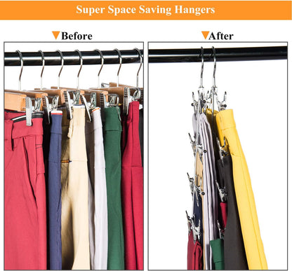 Skiennix Multi-Layer Pants Hangers - 4-Tier Adjustable Clip Skirt Organizer | Heavy-Duty Non-Slip Design (Black)