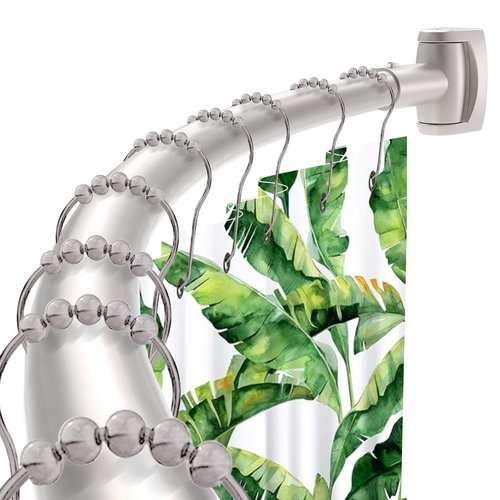 Brushed Nickel Curved Shower Curtain Rod 33-78 Inches Adjustable Splicing Design Curved Shower Rods Round Shower Curtain Rod Rust Proof Stainless Steel Curved Shower Rods For Bathroom Need to Drill