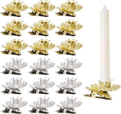 CHGCRAFT Christmas Tree Candle Holders - 40 Pcs Flower Pattern Clips | Reusable Decor, 0.59" Inner Diameter