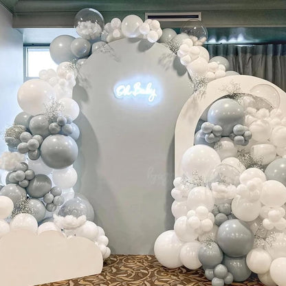 Voircoloria 105pcs Light Gray Balloons - 12 Inch Latex Party Balloons for Birthdays & Weddings