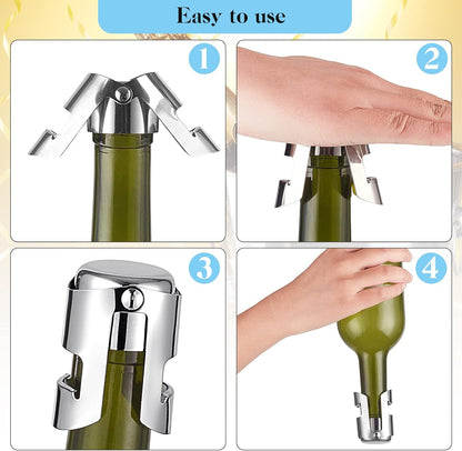 Tessco for you 12 Pcs Stainless Steel Champagne Stopper Bulk Reusable Bottle Sealer Wine Corker Champagne Cork Stopper Saver Plug for Prosecco Sparkling (Silver)