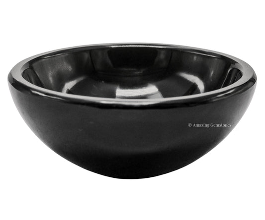 Black Obsidian Crystal Bowl - 2" Gem Stone Bowl for Altar Offering Bowl