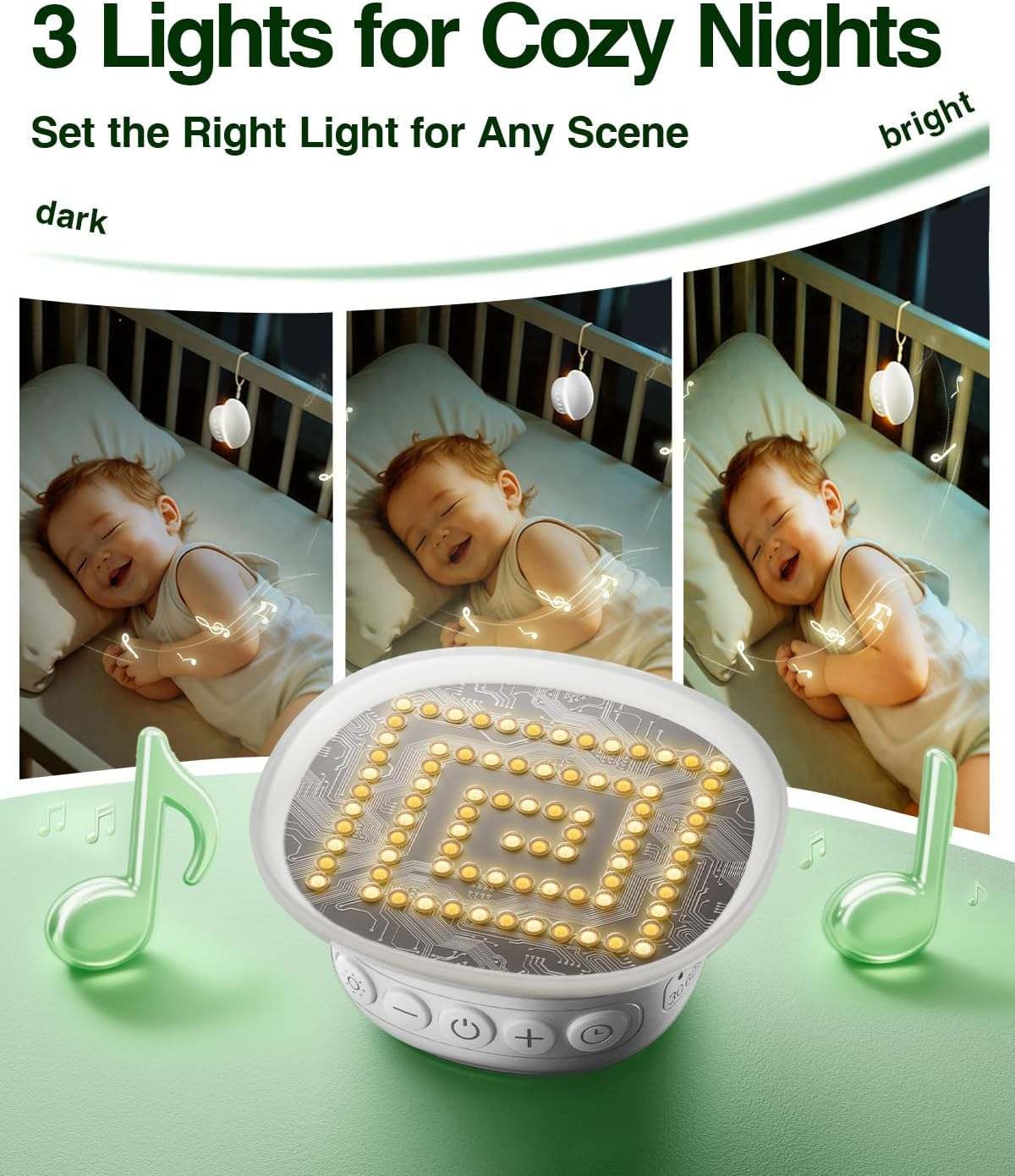 Skiennix Portable White Noise Sound Machine - 20 Soothing Sounds, 48H Battery Life, Night Light & Timers
