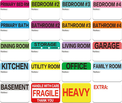Regine Switzerland 600 Count Large Home Moving Packing Box Labels - Color-Coded & Writable for 3-4 Bedroom House