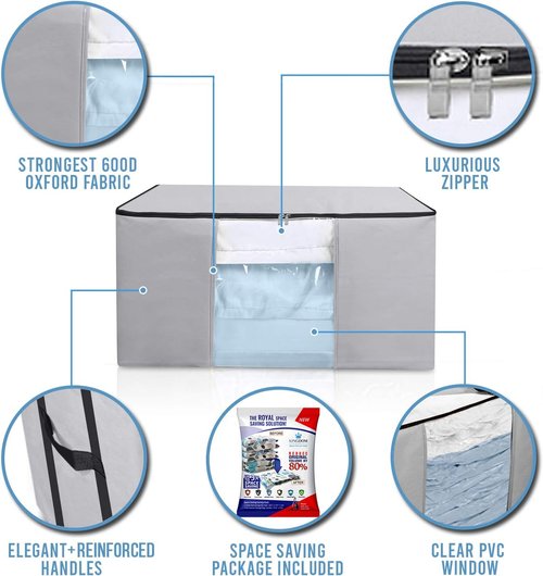 Cube Vacuum Storage Bags - Premium Space Saver Totes with Compression Seal for Clothing & Bedding | Jumbo Organizer for Comforters, Blankets & Pillows