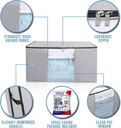 Cube Vacuum Storage Bags - Premium Space Saver Totes with Compression Seal for Clothing & Bedding | Jumbo Organizer for Comforters, Blankets & Pillows