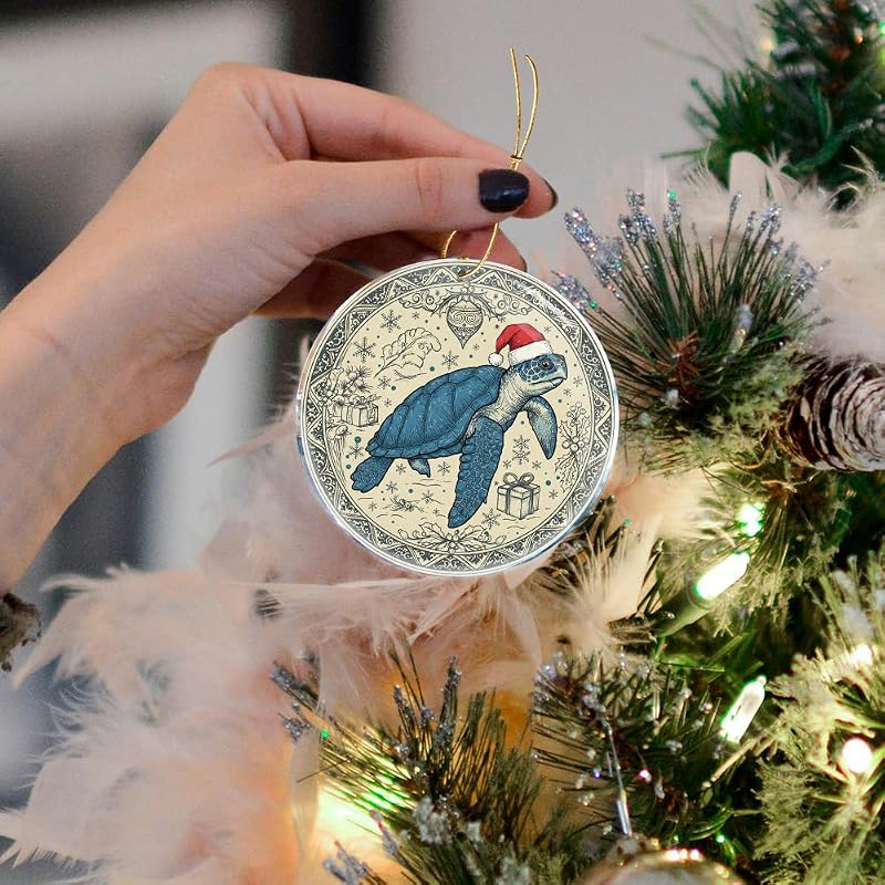 Sea Turtle Christmas Ornament - 3.6in Acrylic Hanging Decoration Gift