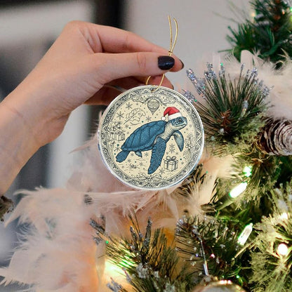 Sea Turtle Christmas Ornament - 3.6in Acrylic Hanging Decoration Gift